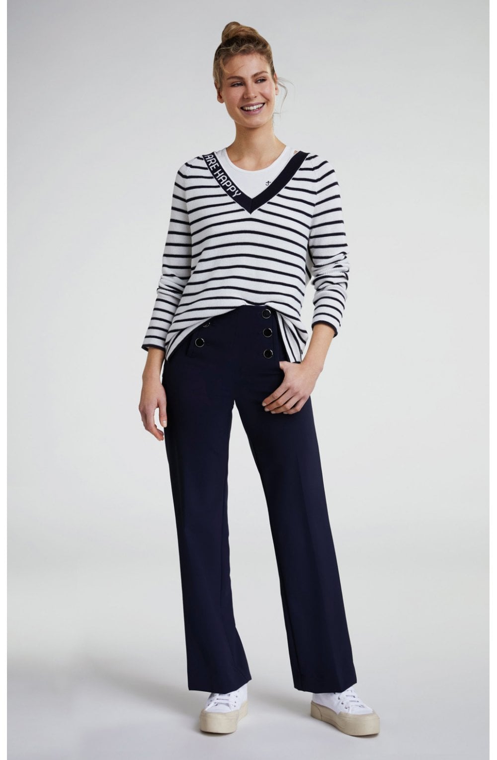 Navy High Waisted Trousers