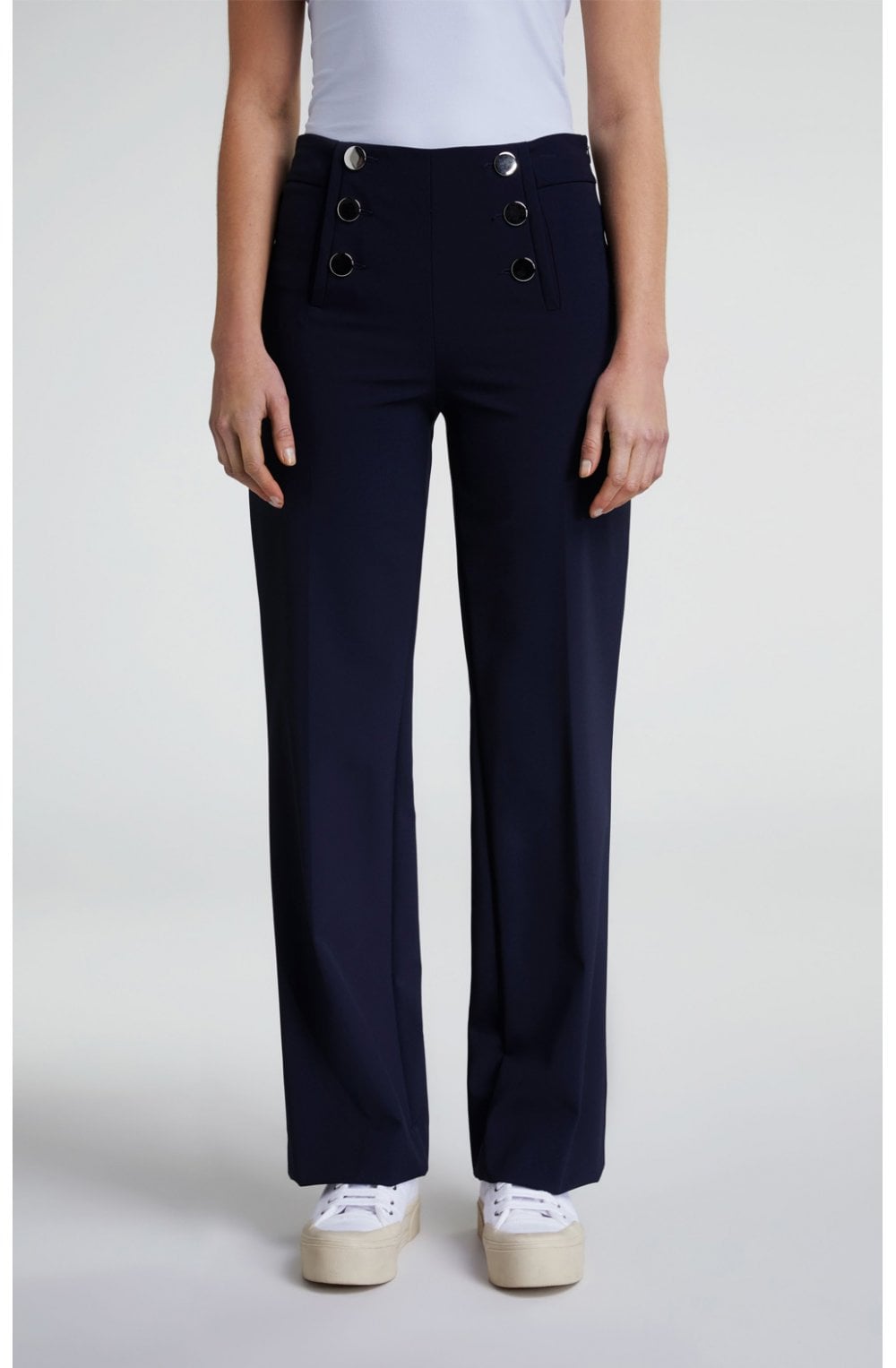 Navy High Waisted Trousers