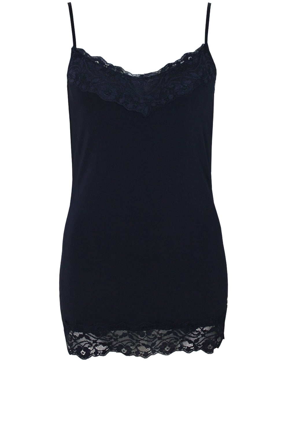Navy Lace Detailed Vest Top