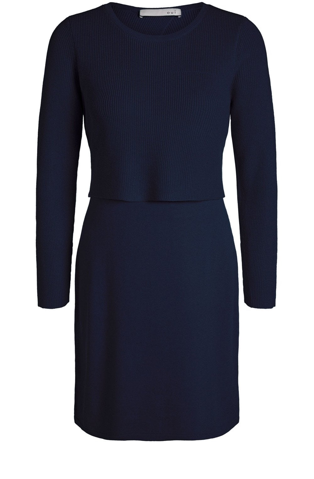 Navy Layered Effect Knit Dress