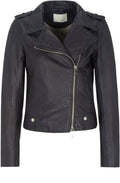 Navy Leather Biker Jacket