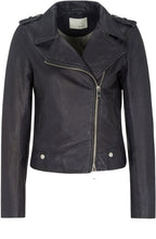 Navy Leather Biker Jacket