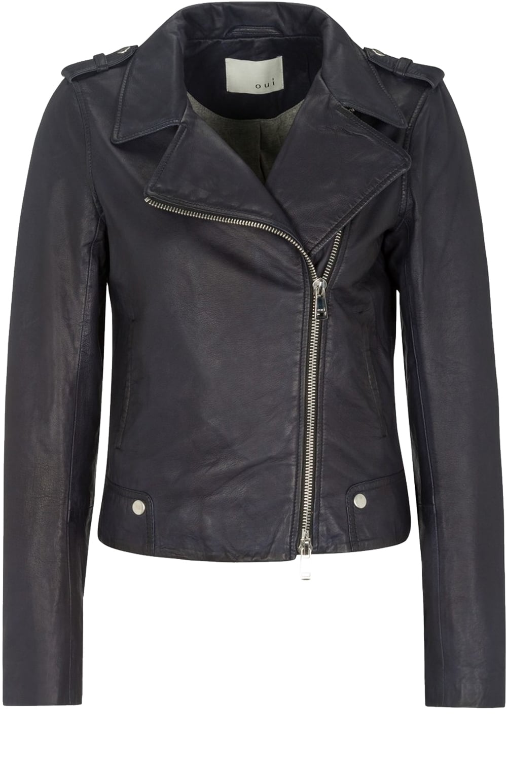 Navy Leather Biker Jacket