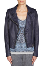 Navy Leather Biker Jacket