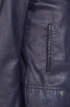 Navy Leather Biker Jacket