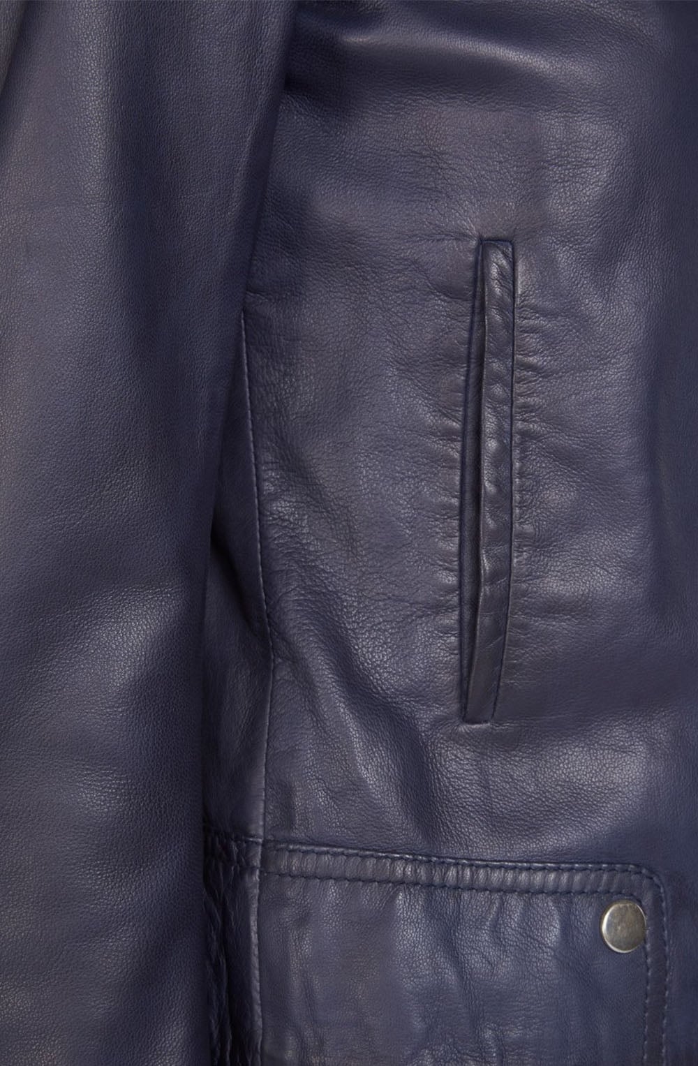 Navy Leather Biker Jacket