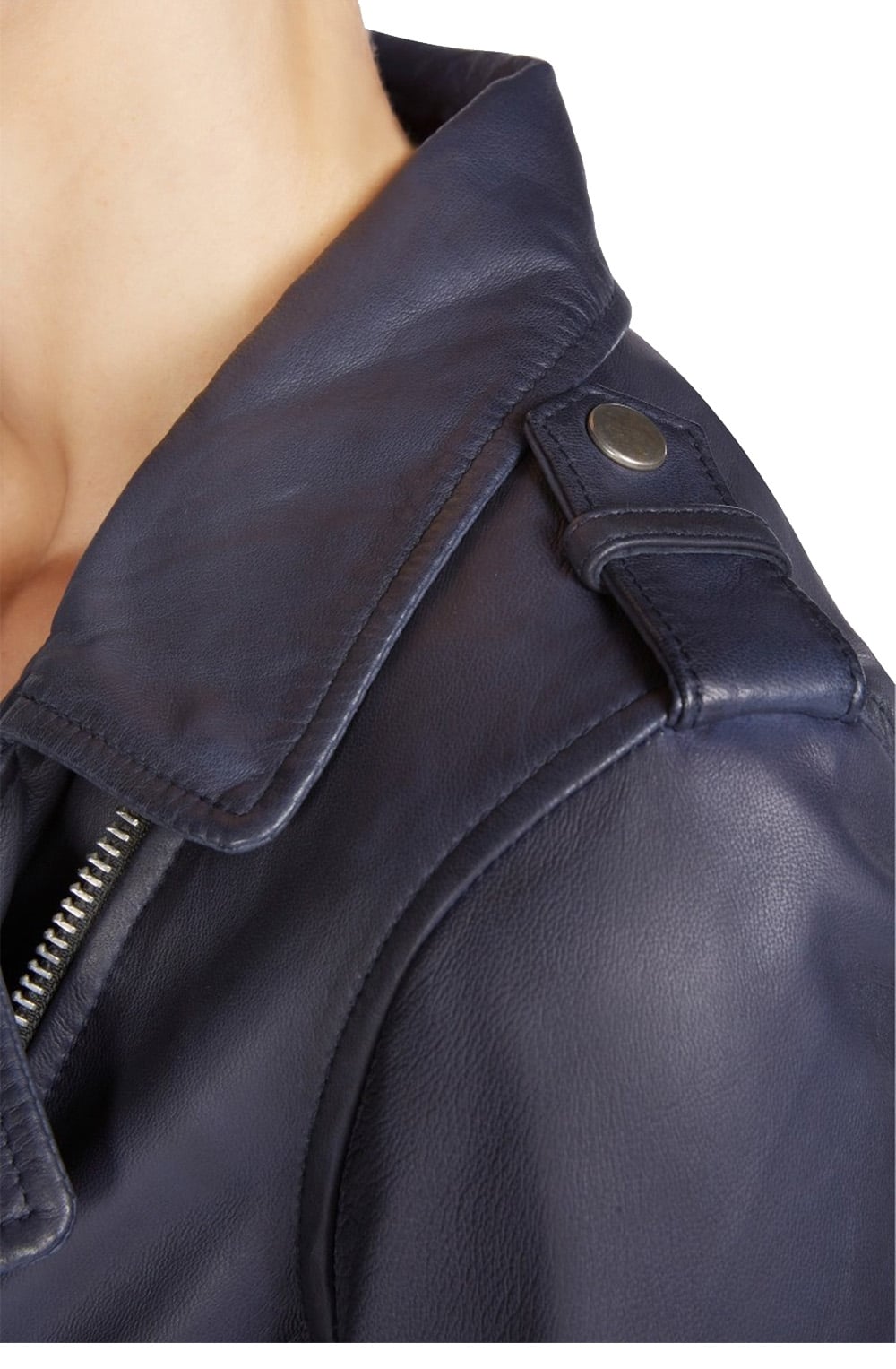 Navy Leather Biker Jacket