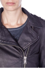 Navy Leather Biker Jacket
