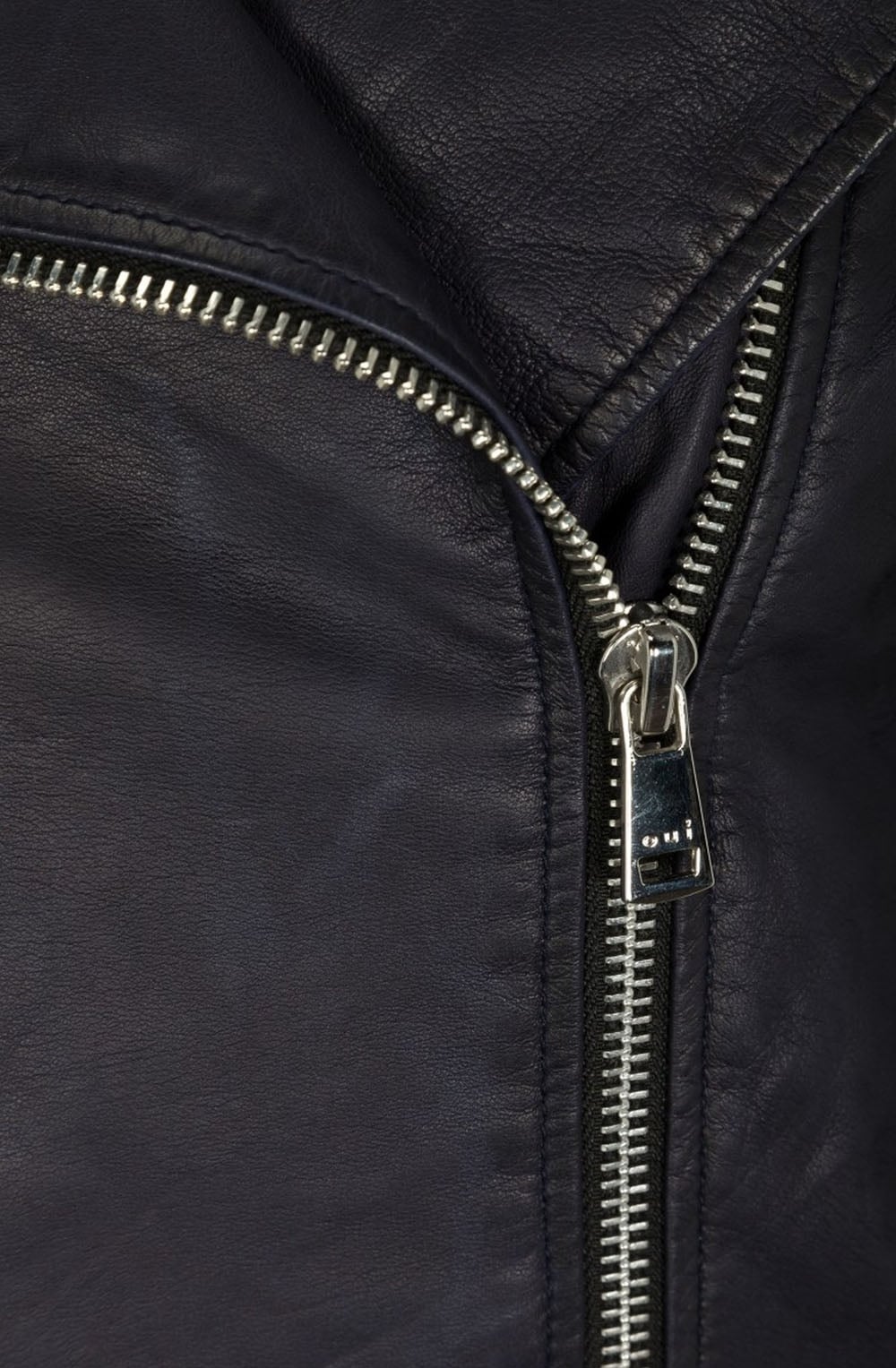 Navy Leather Biker Jacket