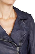 Navy Leather Biker Jacket