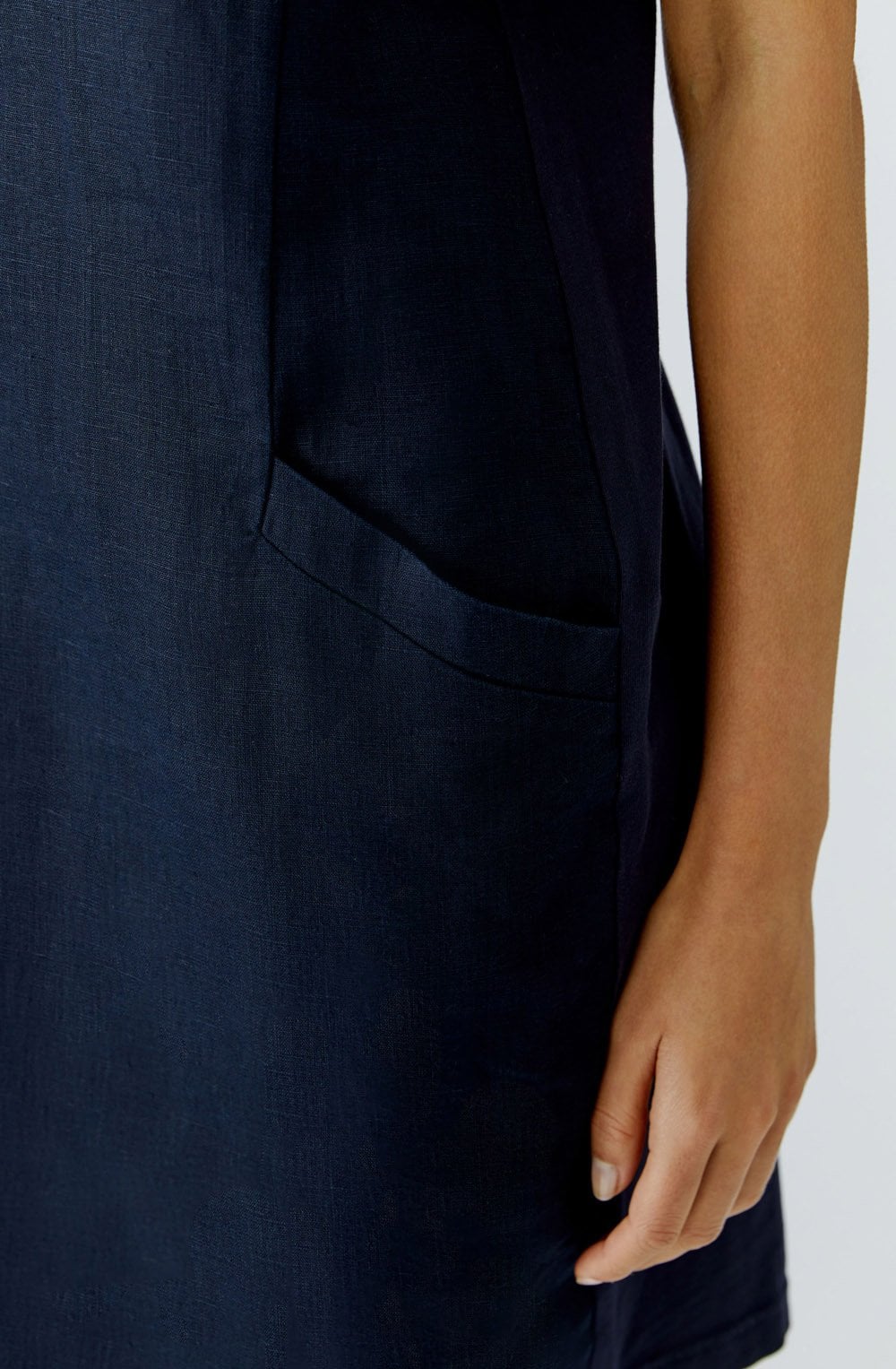 Navy Linen Front Dress