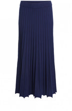 Navy Pleated Knit Skirt