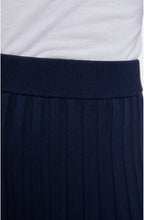 Navy Pleated Knit Skirt