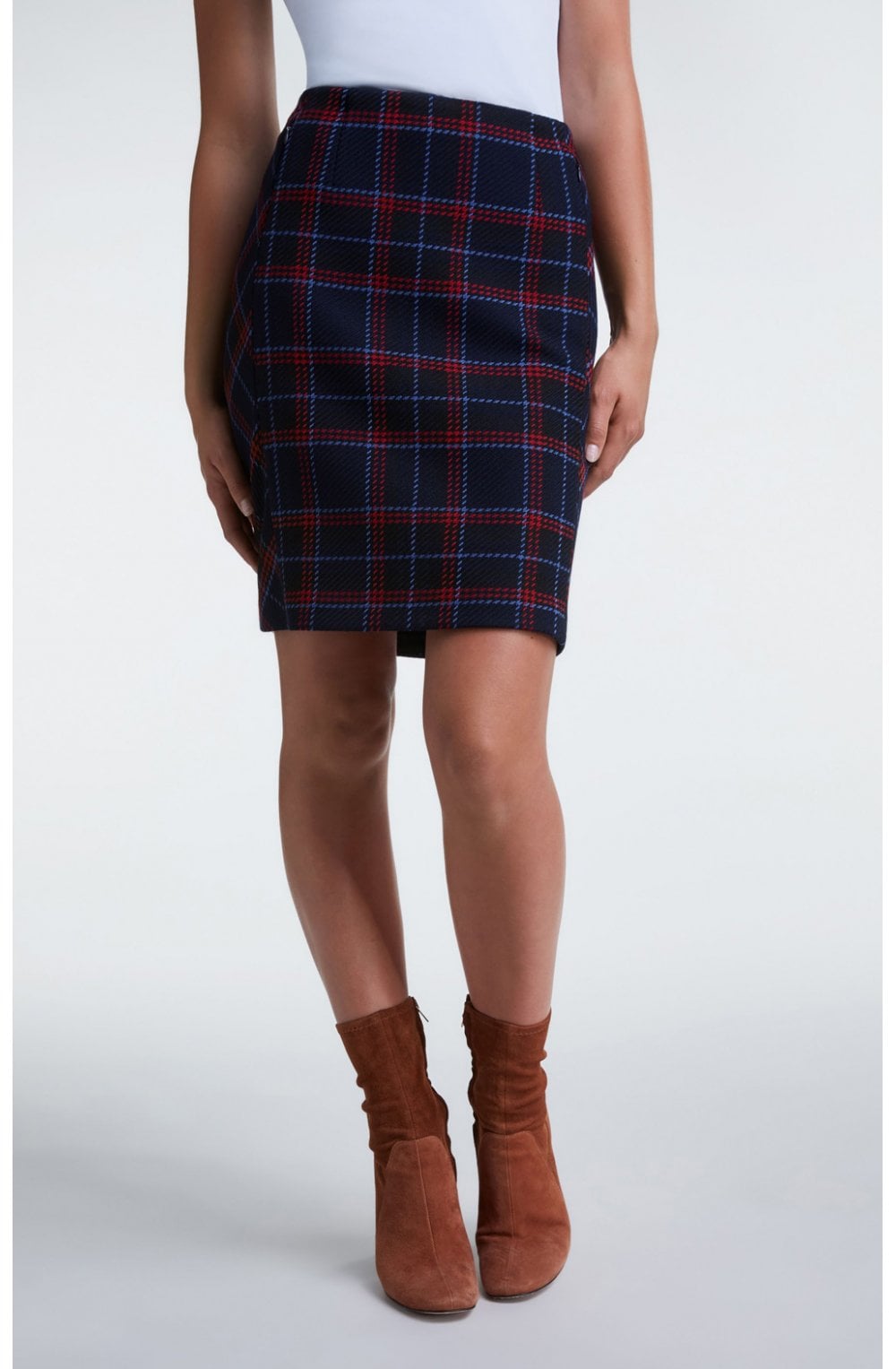 Navy & Red Check Skirt