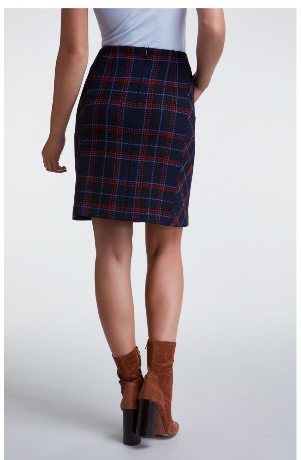 Navy & Red Check Skirt