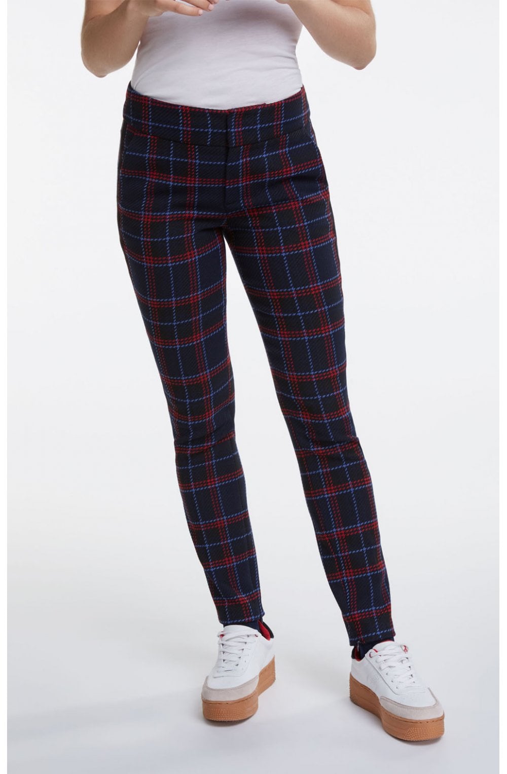 Navy & Red Check Trousers