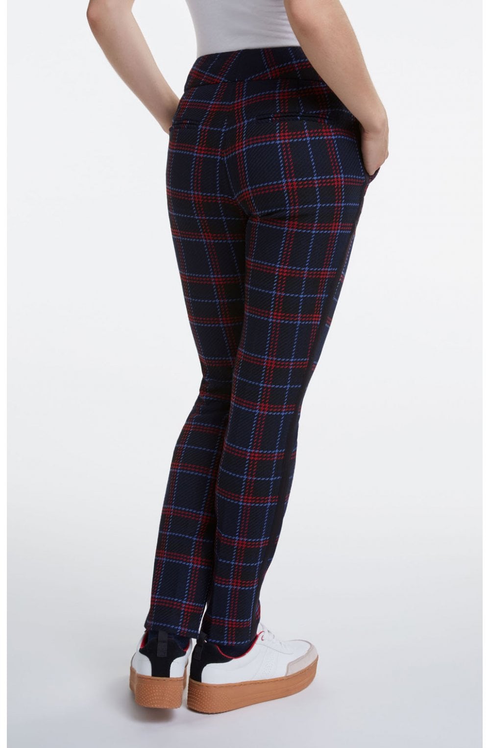 Navy & Red Check Trousers
