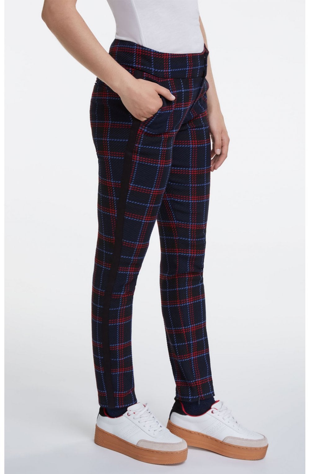 Navy & Red Check Trousers