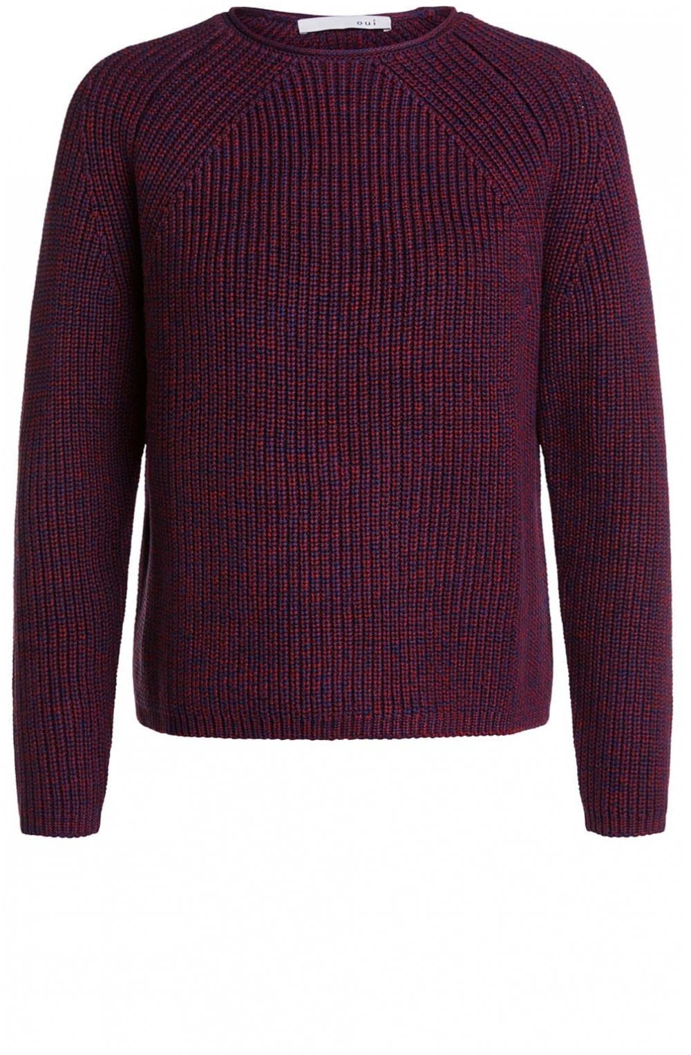 Navy & Red Woven Knit Jumper