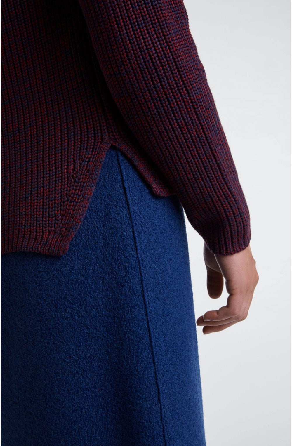 Navy & Red Woven Knit Jumper