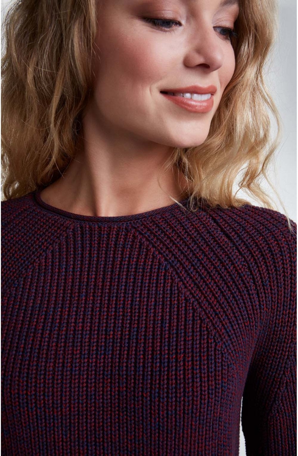 Navy & Red Woven Knit Jumper