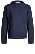 Navy Ribbed Knit Sweater