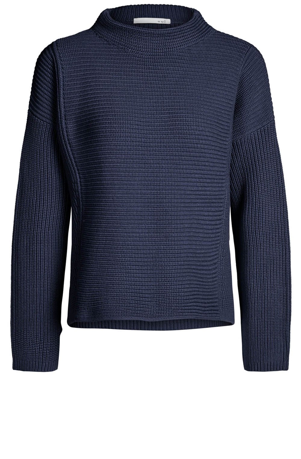 Navy Ribbed Knit Sweater
