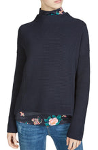 Navy Ribbed Knit Sweater