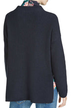 Navy Ribbed Knit Sweater
