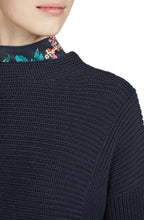 Navy Ribbed Knit Sweater