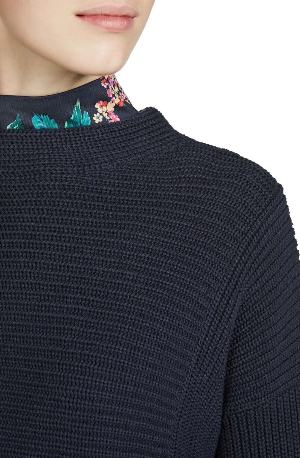 Navy Ribbed Knit Sweater