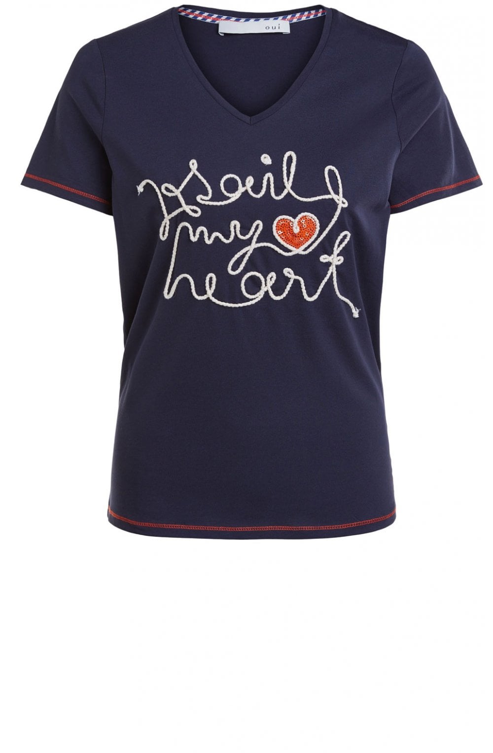 Navy Slogan T Shirt