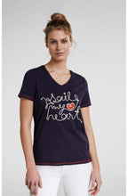 Navy Slogan T Shirt