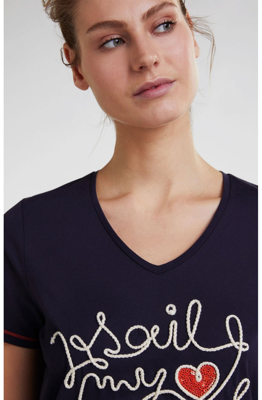 Navy Slogan T Shirt