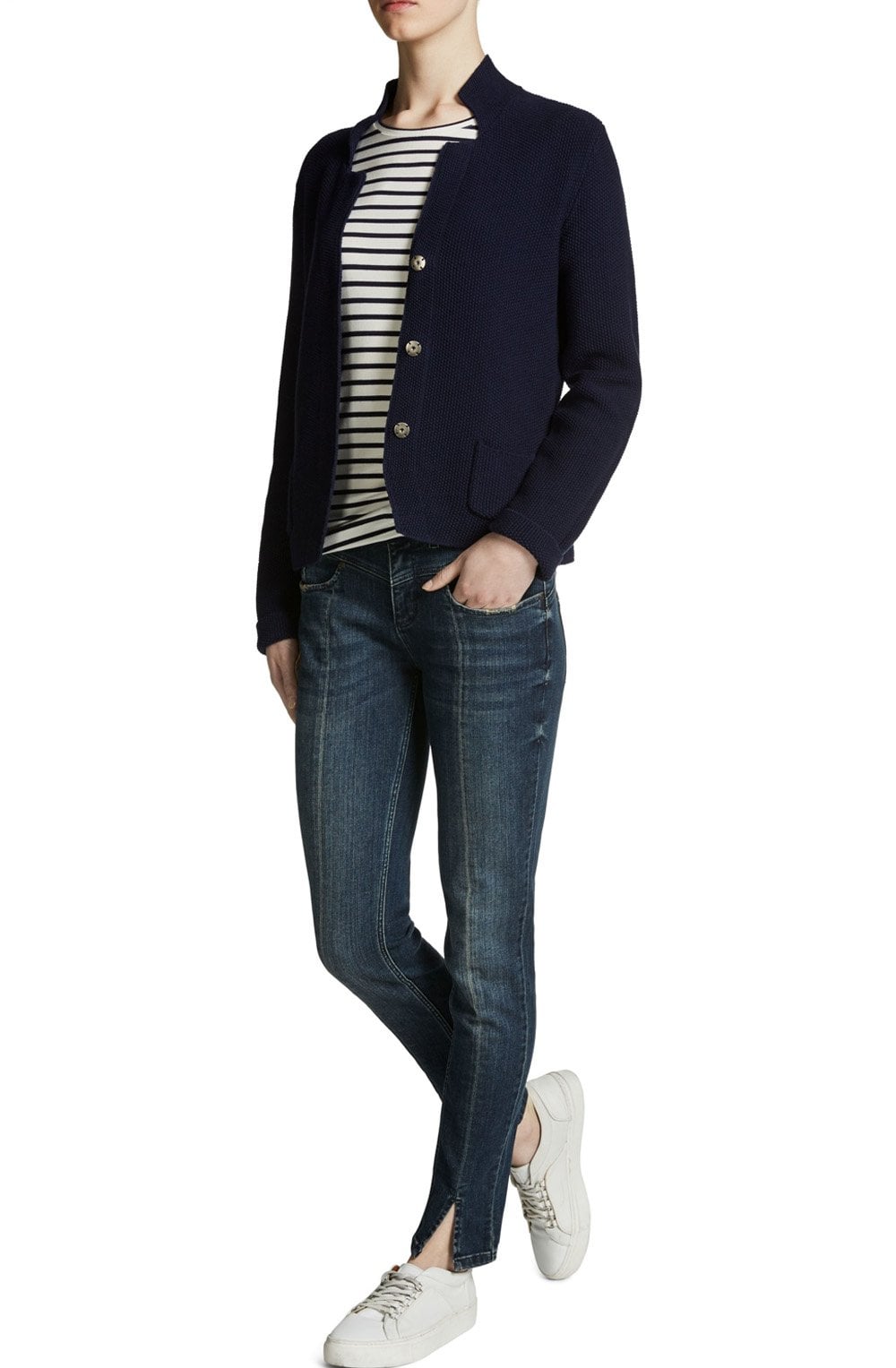 Navy Textured Knit Jacket