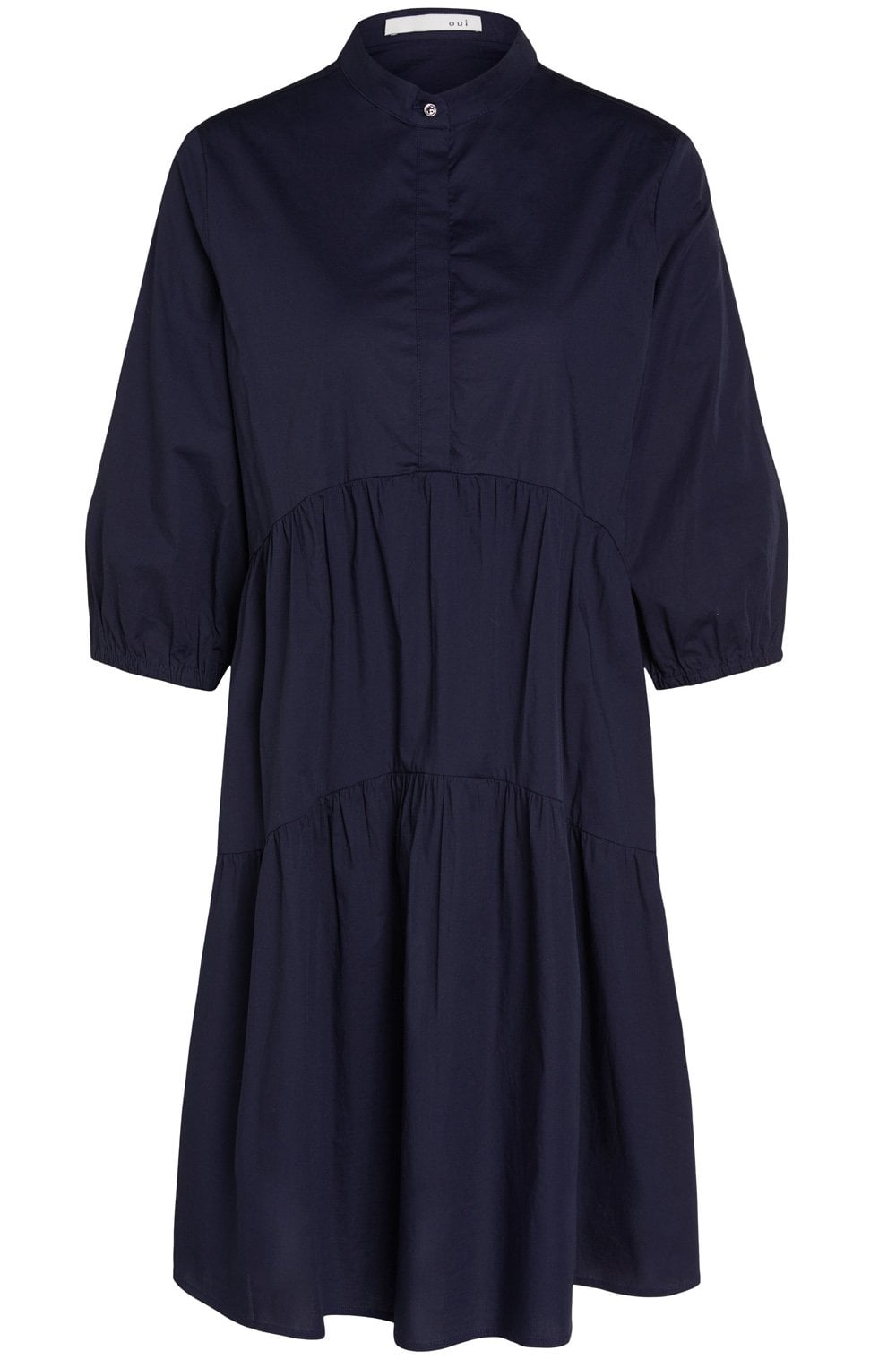 Navy Tiered Shirt Dress