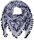 Navy & White Floral Scarf