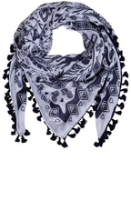 Navy & White Floral Scarf