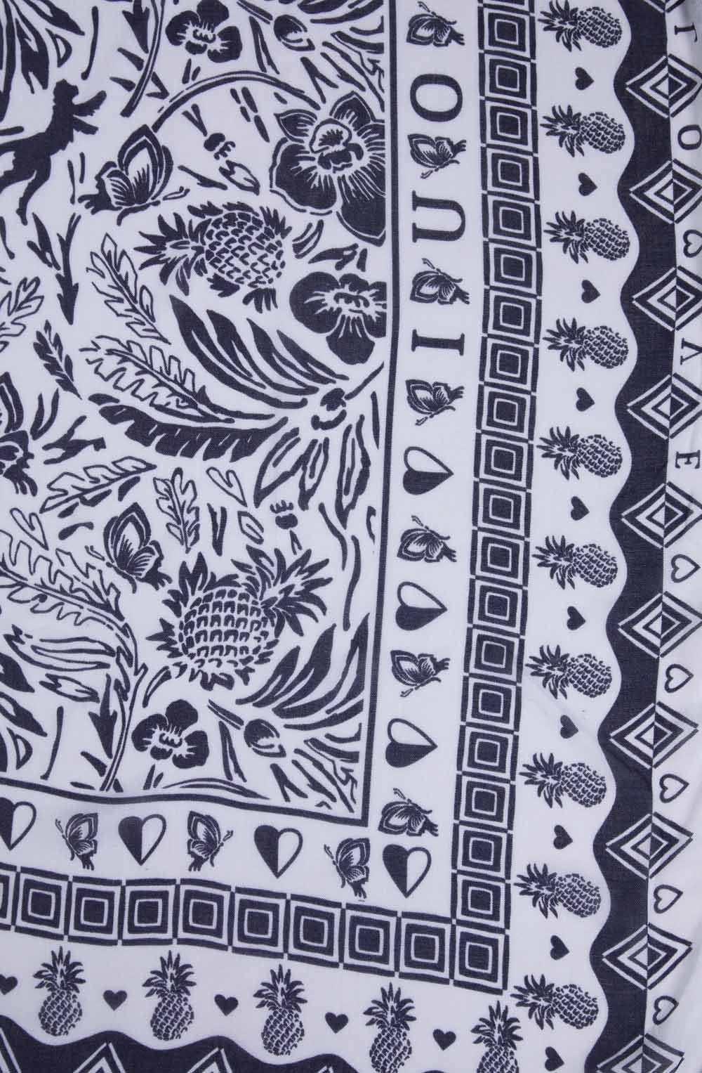 Navy & White Floral Scarf