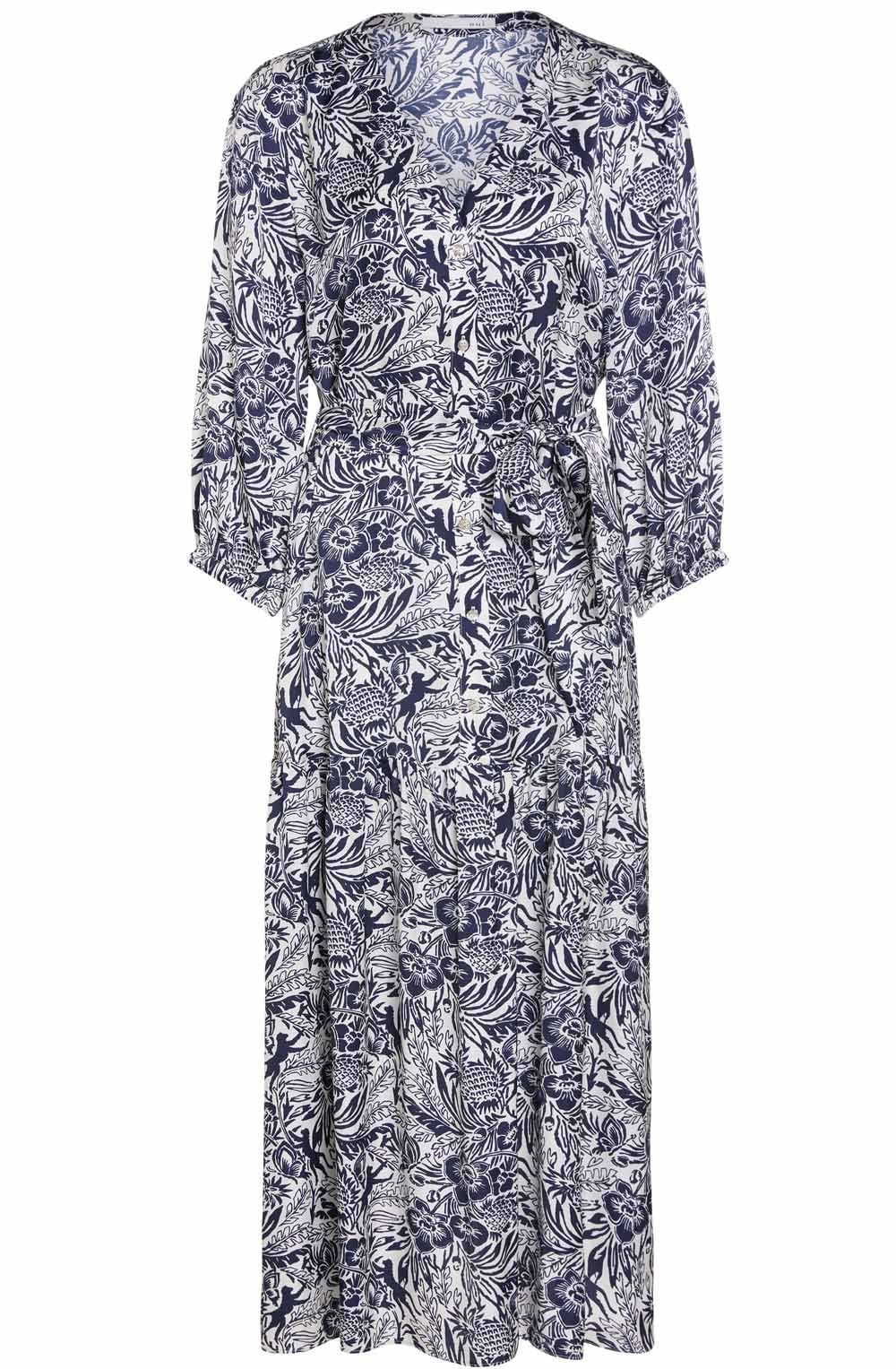 Navy & White Floral Shirt Dress