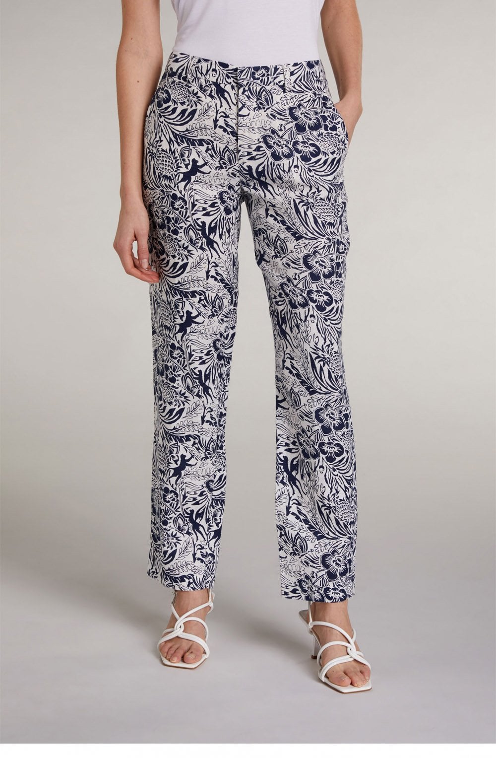 Navy & White Floral Trousers