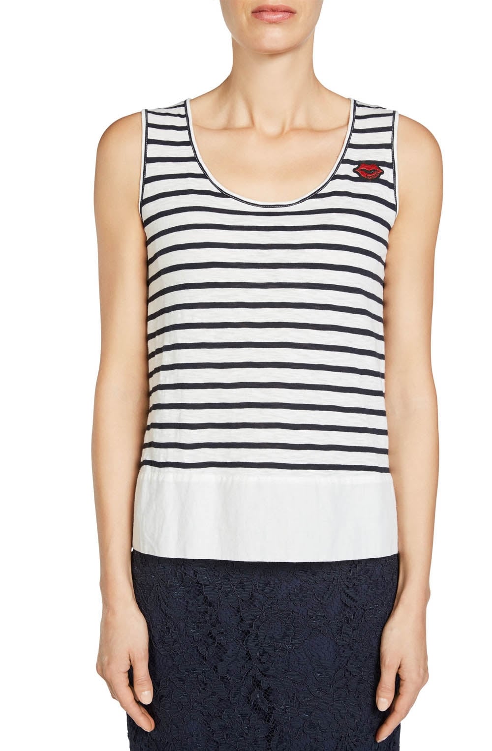 Navy & White Stripe Top