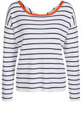 Navy & White Striped Fine Knit Top