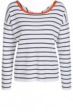 Navy & White Striped Fine Knit Top