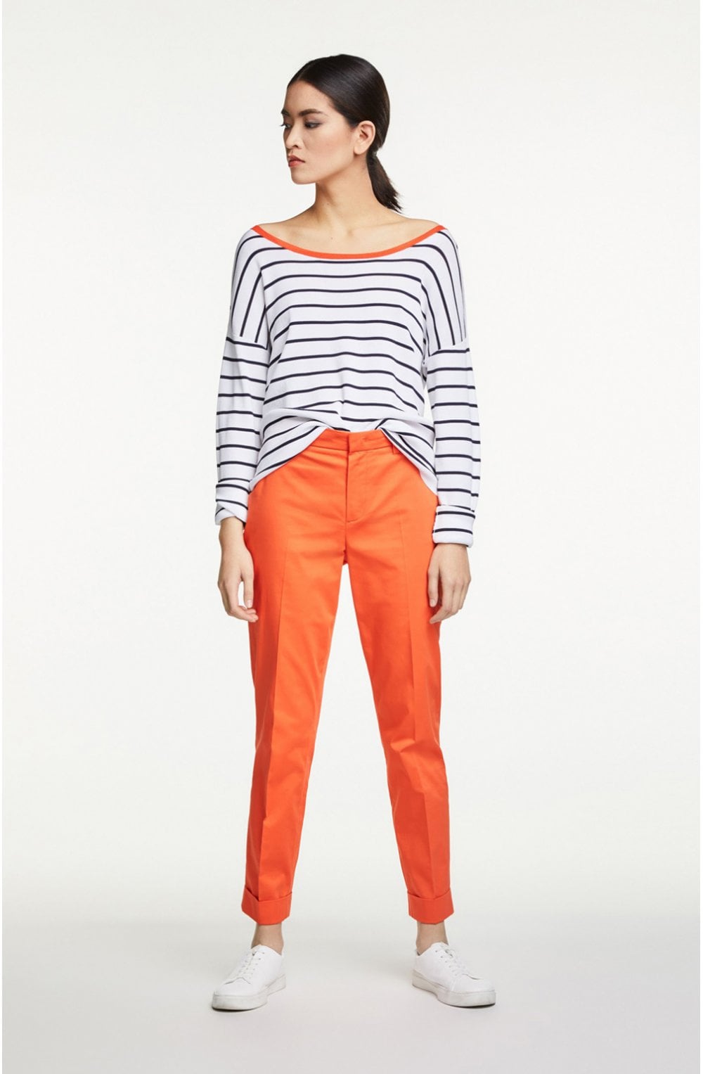 Navy & White Striped Fine Knit Top
