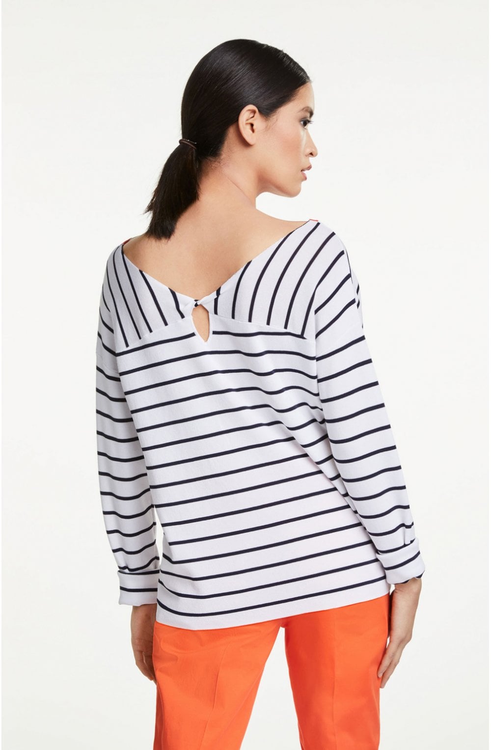 Navy & White Striped Fine Knit Top