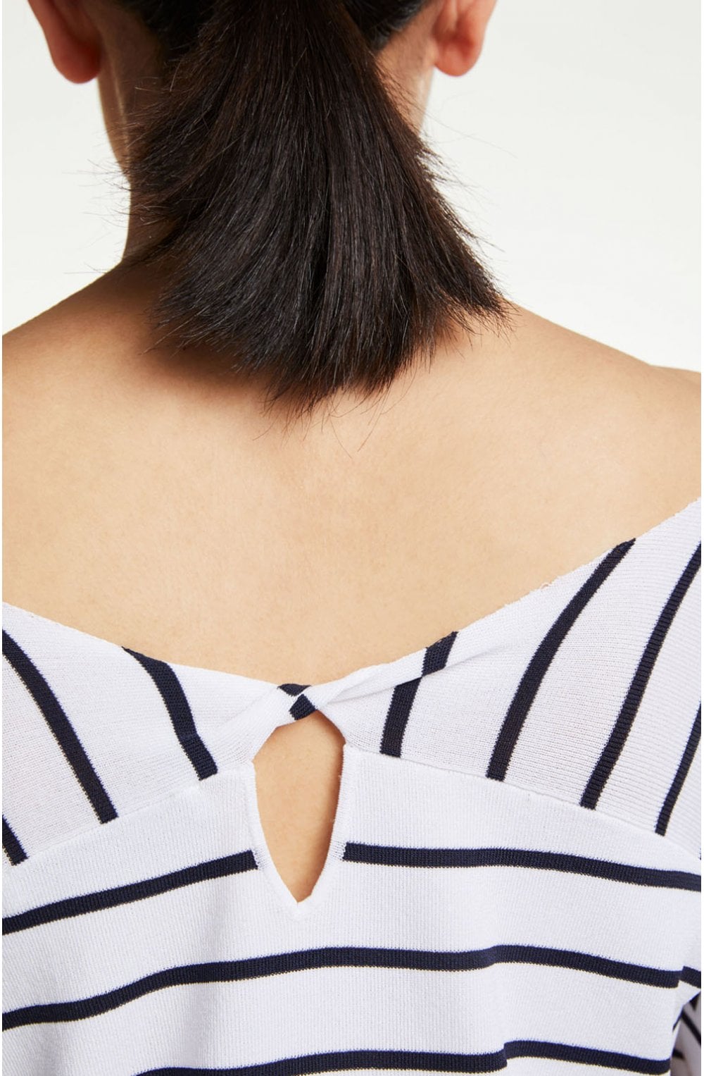 Navy & White Striped Fine Knit Top