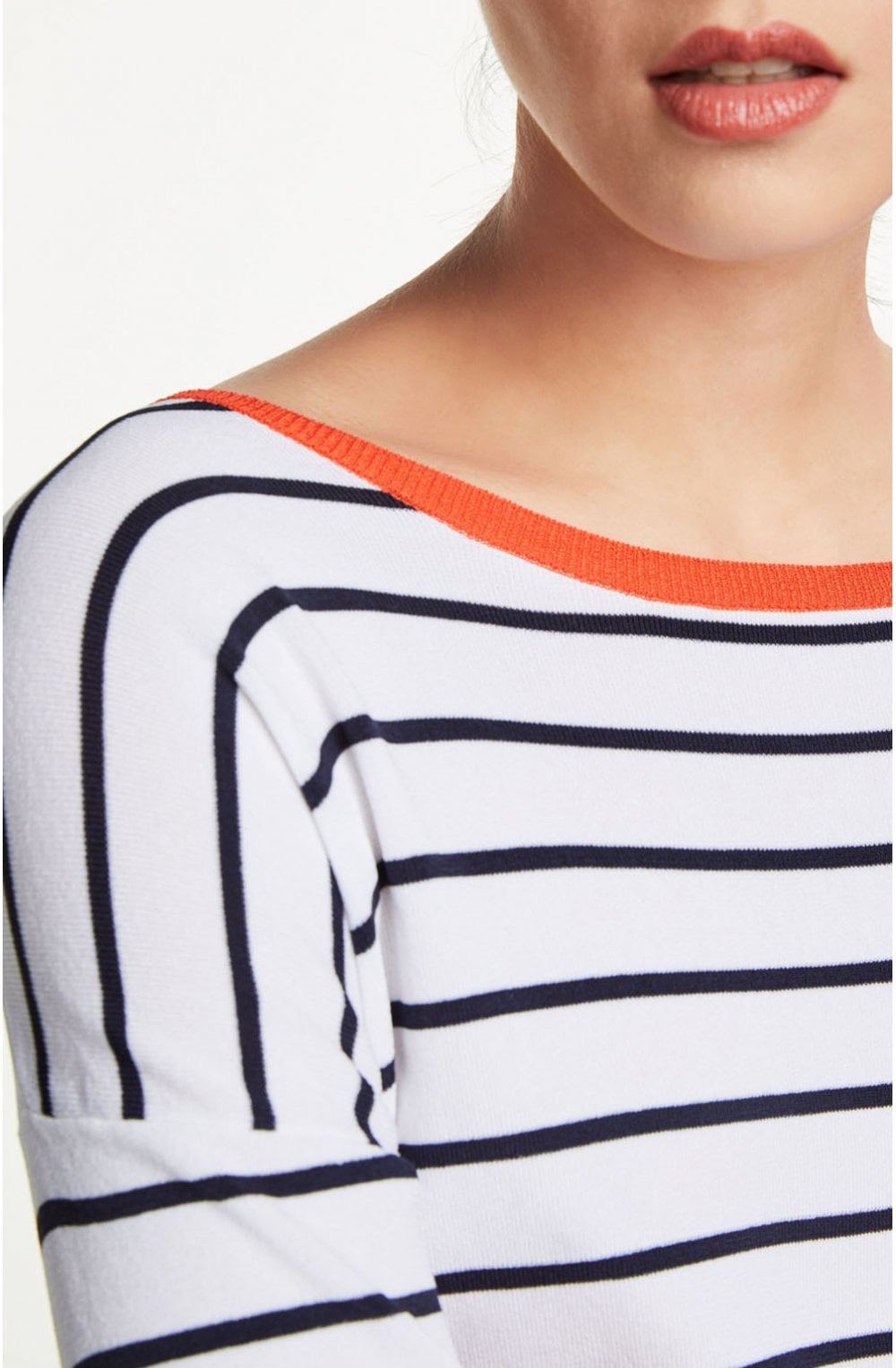 Navy & White Striped Fine Knit Top