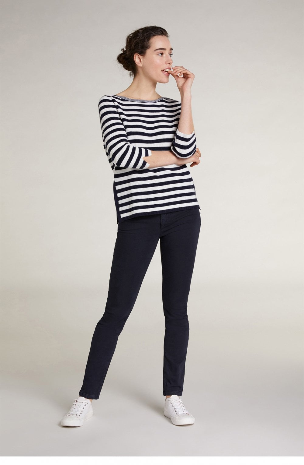 Navy & White Striped Jumper