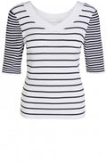 Navy & White Striped Knit Top
